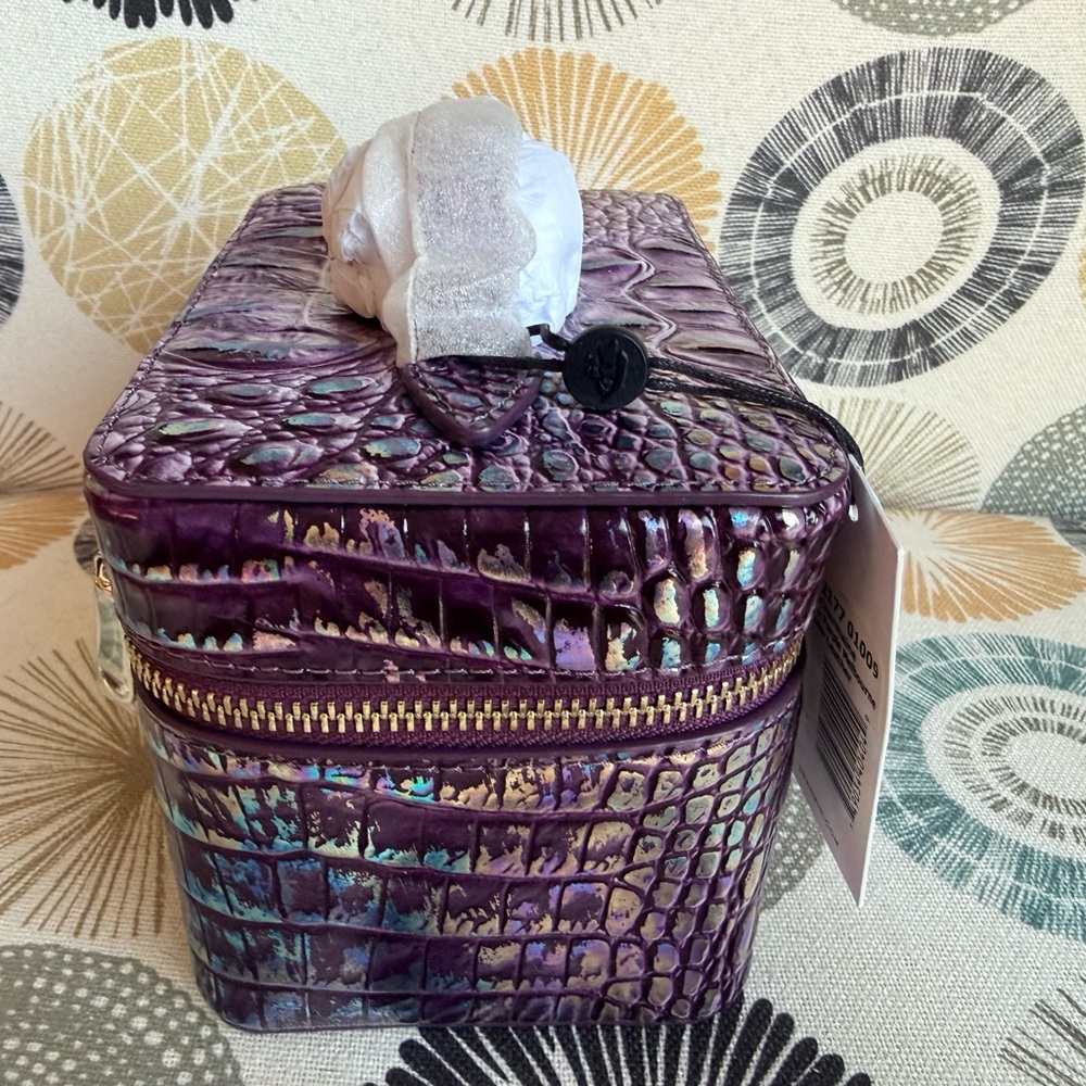 Brahmin Small Charmaine Passion Purple Iridescent Purple Cosmetic Case NWT - Picture 3 of 12
